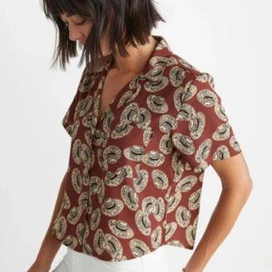 Marine Layer Lucy Resort Shirt in Hat Print Size XS